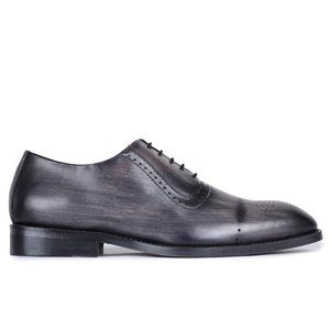 Bashwood Handmade Gray Leather Oxfords for Men
